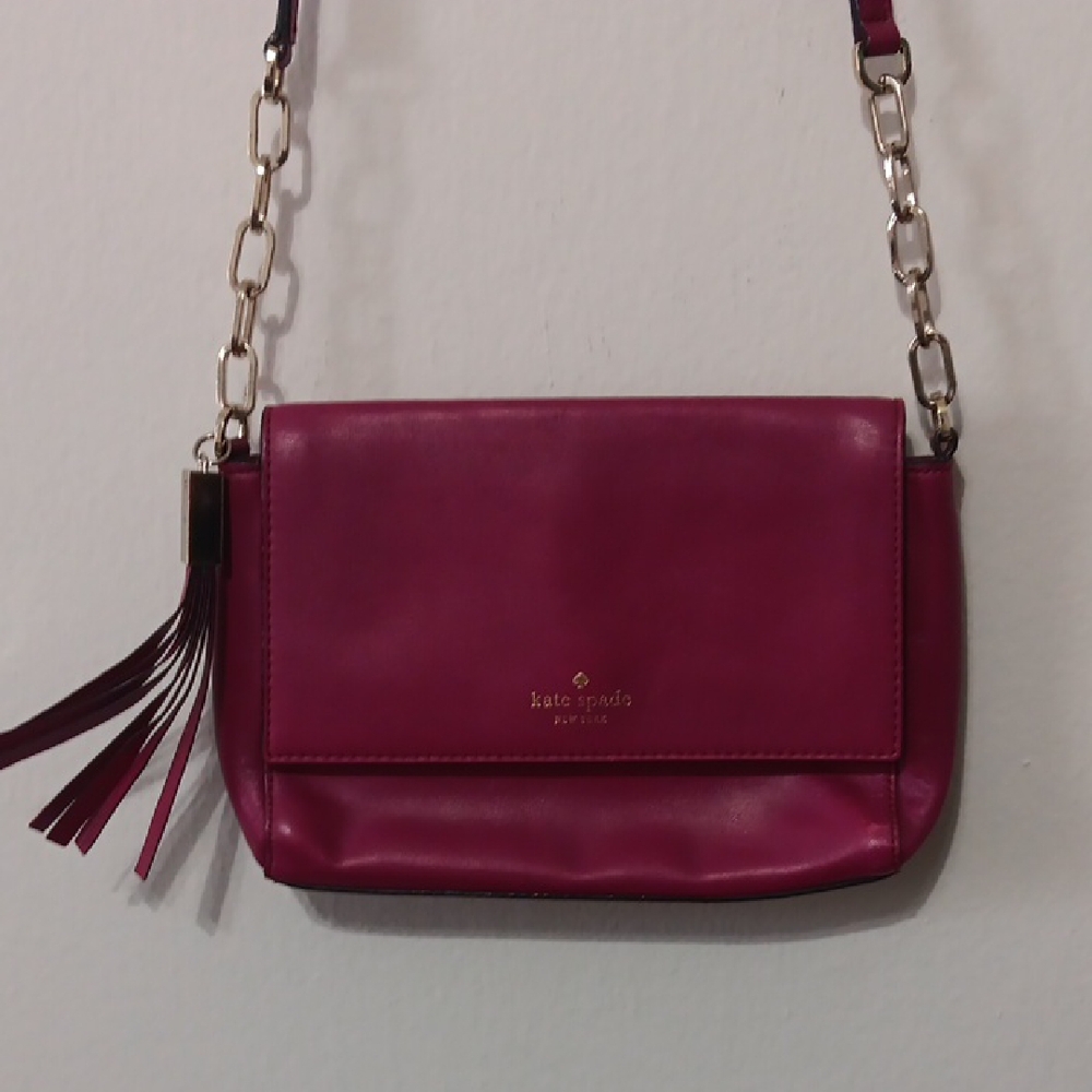 Leather Crossbody Bag Magenta Pink